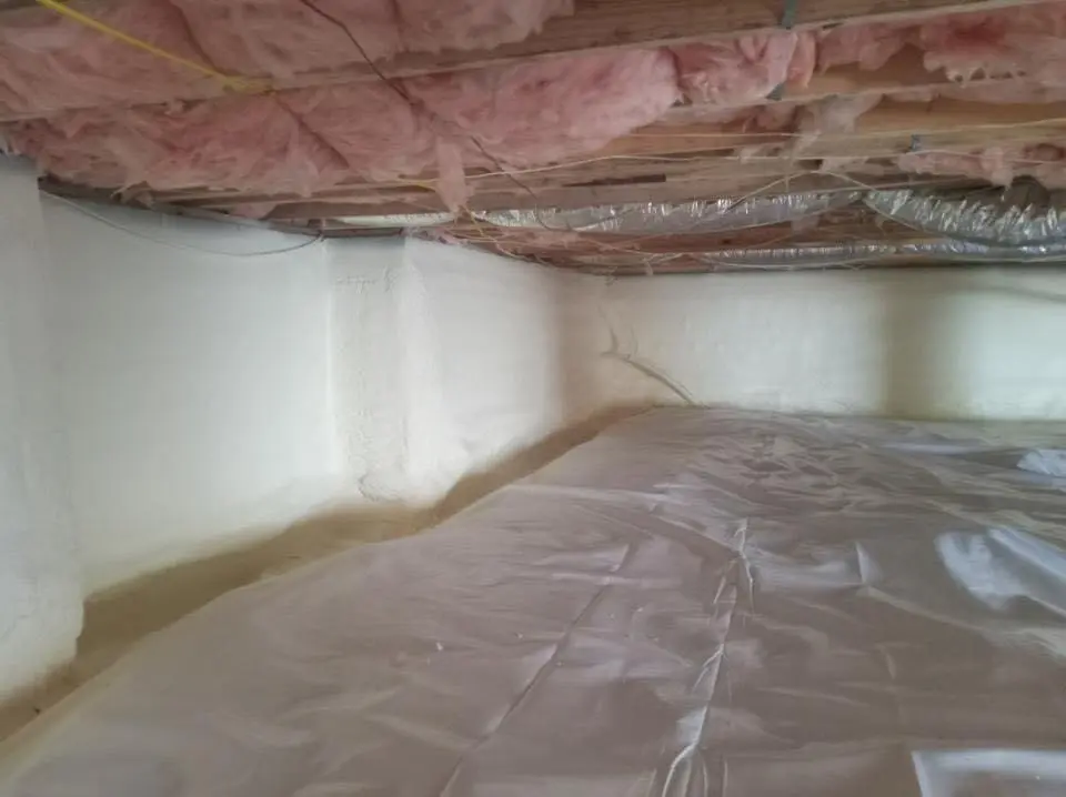 Crawl space encapsulation with closed-cell spray foam for Spray Foam Roofing Repair in Mineola
